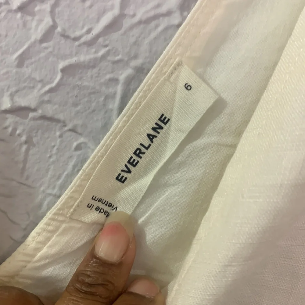 Everlane *Flaw Flax Linen Dress Off White 6 Sleeveless V-neckline Midi Travel